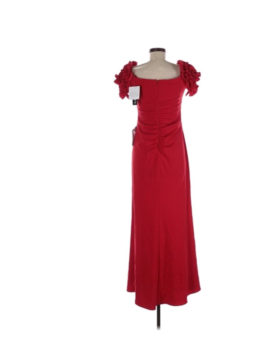 NWT Xscape Red Ruffle Shoulder Evening Gown Dress from Macy's - Picture 2 of 13